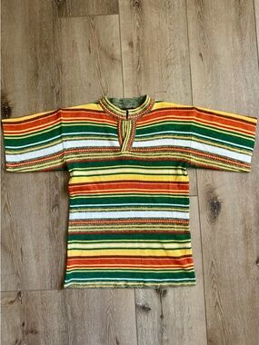 Retro Vintage Short-Sleeve Striped Knit Top